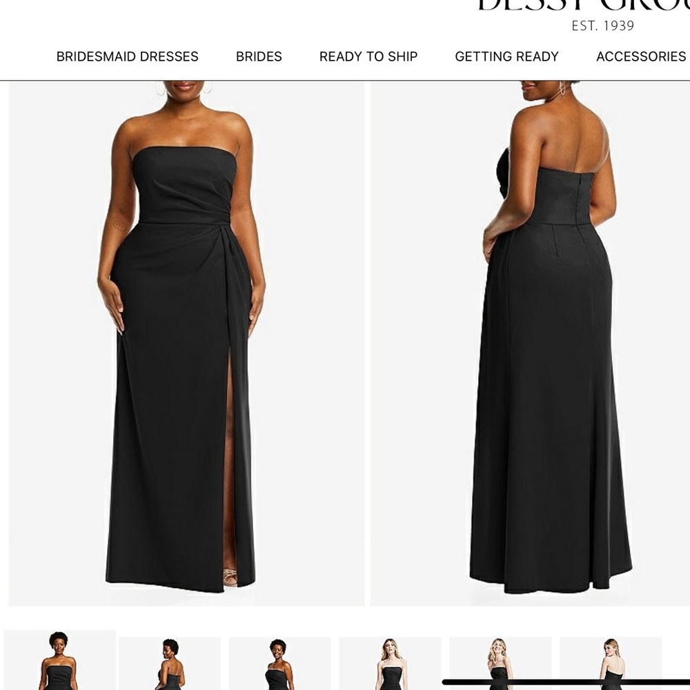 After Six Strapless Faux Wrap Trumpet W/Front Slit Gown Black 16